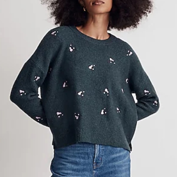 Madewell Embroidered Cross-Stitch Floral Pullover Sweater - Picture 1 of 9